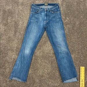 MOTHER Insider Crop Step Fray Jeans  with gold accents size 27